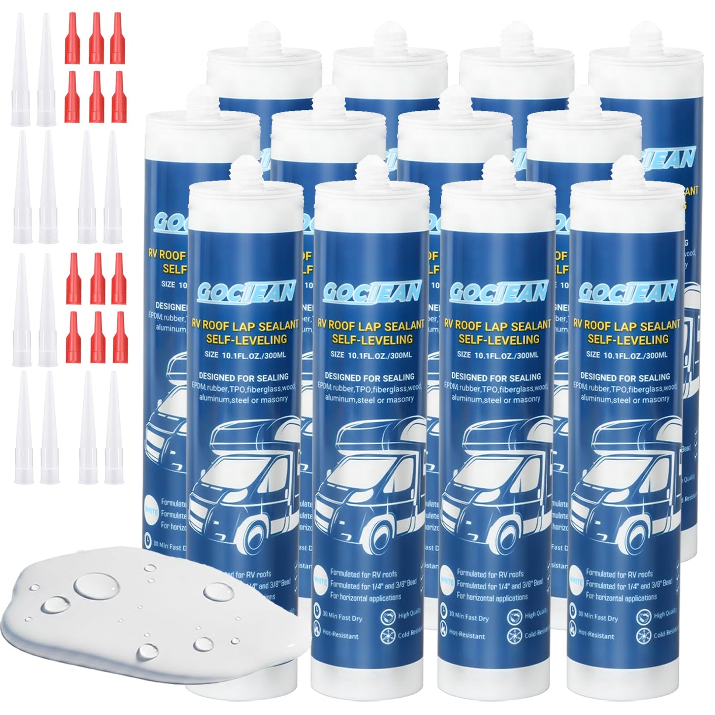 2026 Version RV Roof Sealant 12 Pack, Self-Leveling Lap Sealant White, Camper Caulk for RV Roofing, Maintenance, Repair