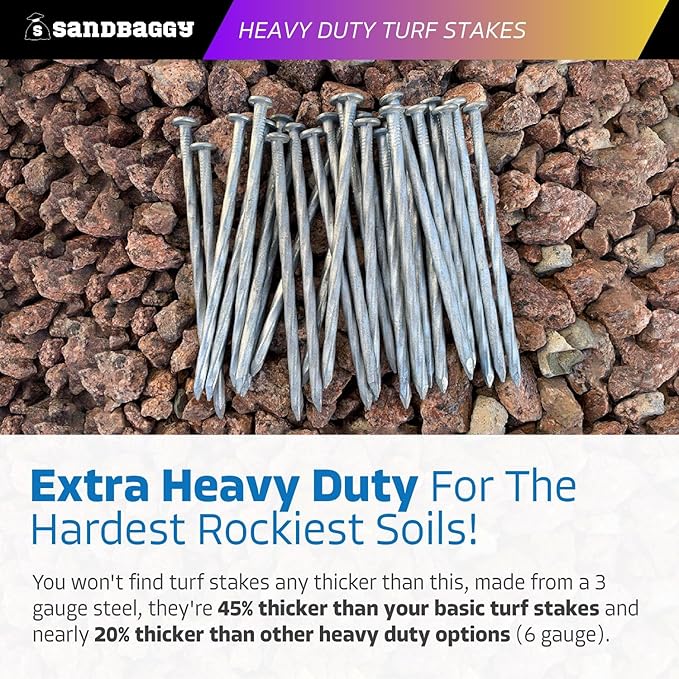 Sandbaggy 6" Heavy Duty Galvanized Artificial Turf Stakes - Spiral Landscape Nails - Ground Spikes/Pins - Synthetic Grass, Lawn, Edging, Weed Barrier Fabric, Garden (6 inch - Heavy Duty, 300, Count)