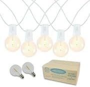 Novelty Lights 50 Feet G40 LED Patio String Light Set with 50 Bulbs, Warm White, Weather Resistant and Shatterproof Replaceable Plastic Globe Bulbs, White Wire