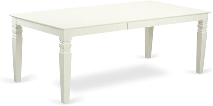 East West Furniture LGVA7-LWH-C 7 Piece Kitchen Table & Chairs Set Consist of a Rectangle Wooden Table with Butterfly Leaf and 6 Linen Fabric Dining Chairs, 42x84 Inch, Linen White