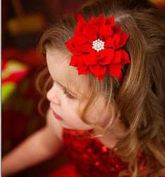 Red Girl Baby Flower Headbands Rhinestone Flower Princess.(FD83-Red)