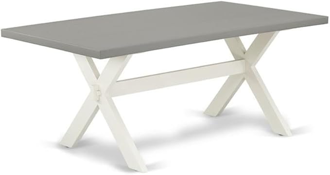 East West Furniture X097AB264-9 9 Piece Dining Table Set Includes a Rectangle Kitchen Table with X-Legs and 8 White Faux Leather Parson Dining Room Chairs, 40x72 Inch, Multi-Color