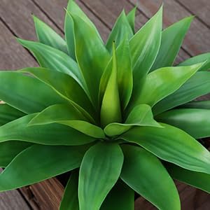 Artificial Plants Outdoor,UV-Resistant Fake Agave Succulent Plant 17 Inch Small Size Faux Succulents Stems for Indoor Realistic & Natural Home Decor Plants for Office Housewarming