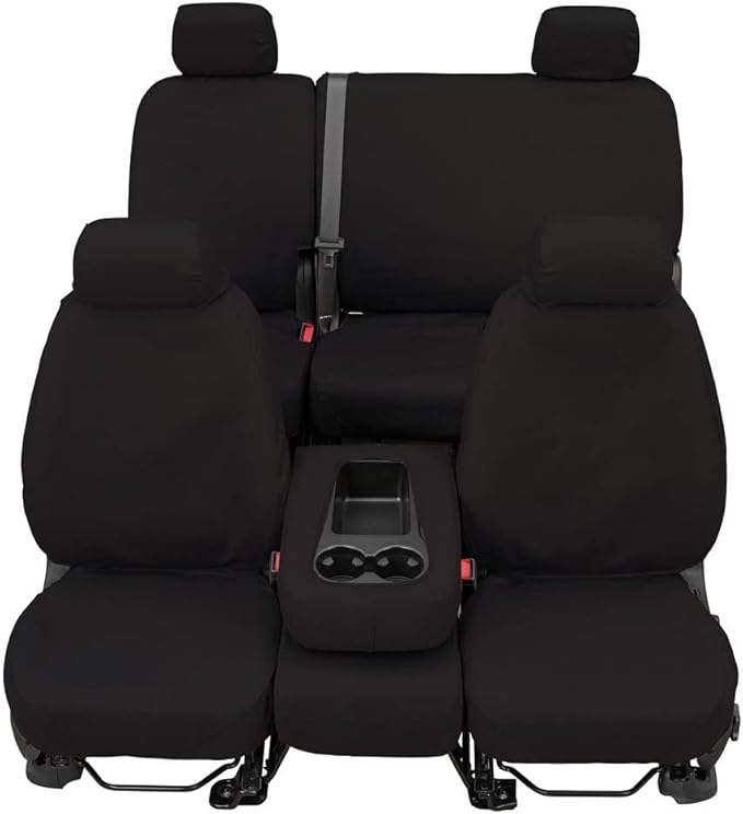 Covercraft Custom-Fit Rear-Second Seat Bench SeatSaver Seat Covers - Polycotton Fabric, Charcoal Black