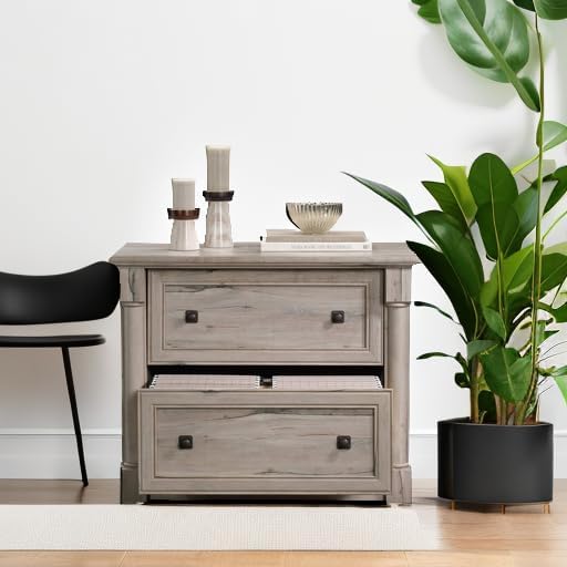 Sauder Palladia 2 Drawer File Cabinet, Lateral Filing Cabinets for Home Office, Hanging File Folders Organizer, Interlocking Drawers, in Split Oak Finish