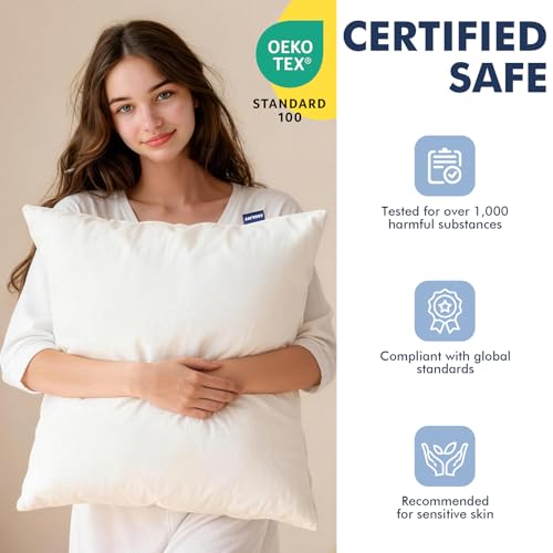 28x28 Pillow Inserts, Set of 2 Down Alternative Throw Pillows Insert for Bed, Sofa & Couch, Ultra Soft Fluffy Sleeping Pillow with 100% Cotton Cover - size: 28x28 Inch