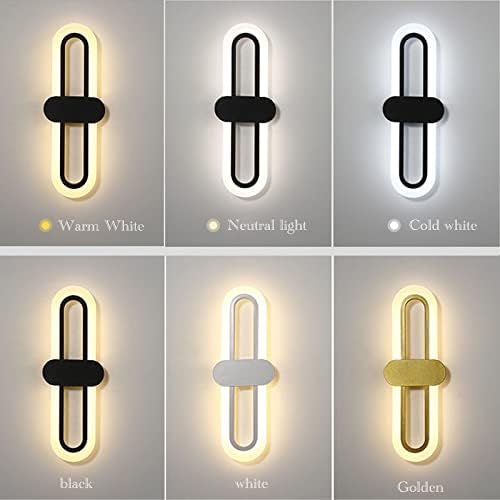 Bedroom Bedside Modern Minimalist Living Room Background Wall Led Three-Color Light-Changing Wall Lamp Simple Aisle Balcony Lamp(Gold,Warm(2700-3500K))