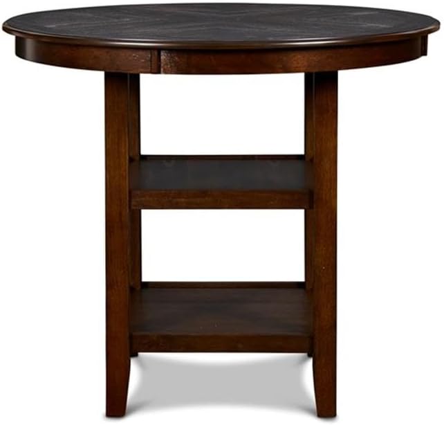 New Classic Furniture Gia 5-Piece Round Counter Height Set with 1 Dining Table and 4 Chairs, 42", Cherry