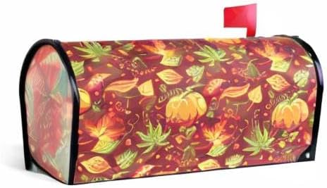 WOOR Autumn with Pumpkin Fall Leaves Magnetic Thanksgiving Mailbox Cover MailWraps Garden Yard Home Decor for Outside Oversized-25.5" x20.8"