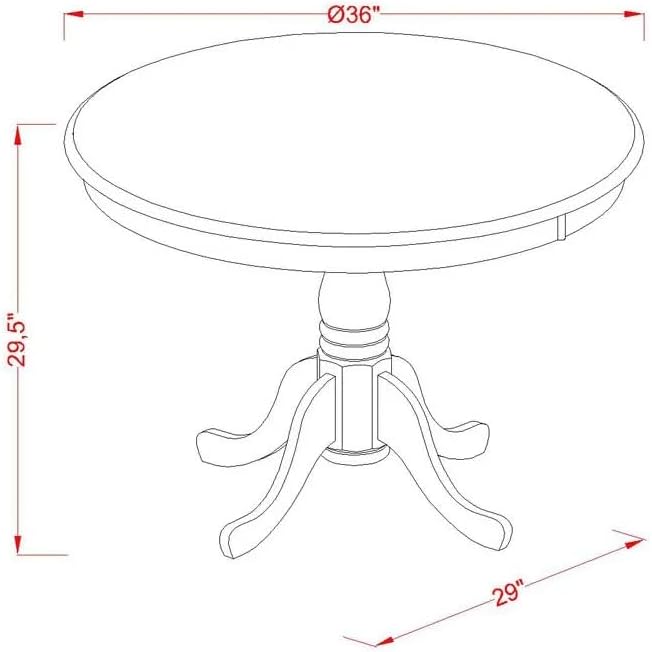East West Furniture AMIP3-LWH-W 3 Piece Dining Room Table Set Contains a Round Kitchen Table with Pedestal and 2 Dining Chairs, 36x36 Inch, Linen White