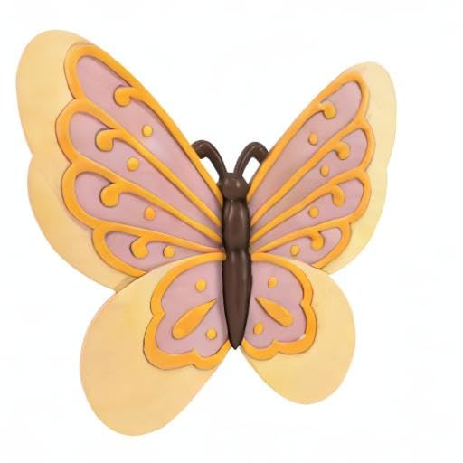 NAT & Jules Animal Character Shaped Dimensional Indoor Outdoor 11 inch Cast Resin Decorative Garden Stepping Stone, Patio, Walkway Sculpture Yard Art, Yellow Butterfly