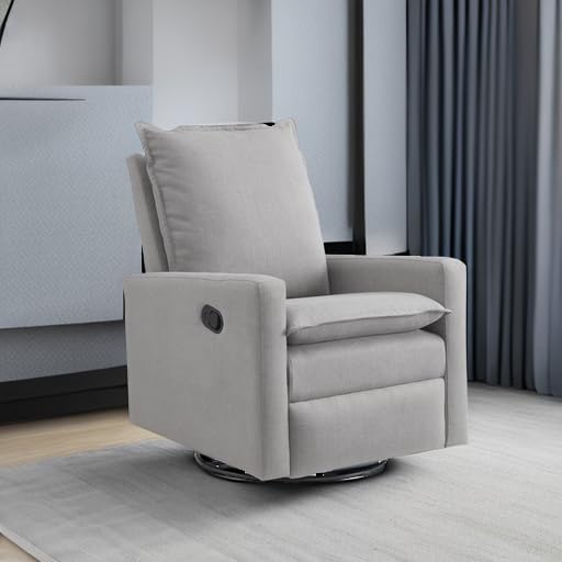 Oxford Baby Uptown Upholstered Swivel Glider and Recliner Nursery Chair, Gray
