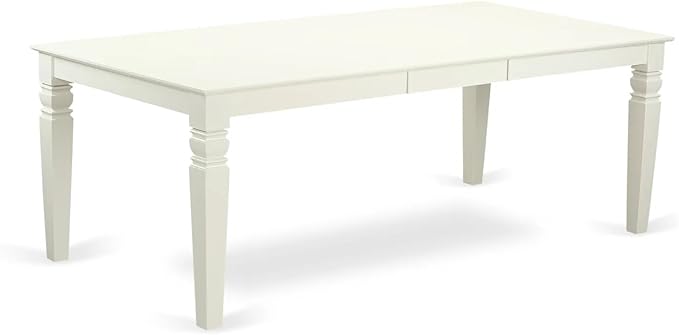 East West Furniture LGDA5-LWH-27 5 Piece Dining Room Set Contains a Rectangle Kitchen Table with Butterfly Leaf and 4 Polyester Fabric Upholstered Parson Chairs, 42x84 Inch, linen white