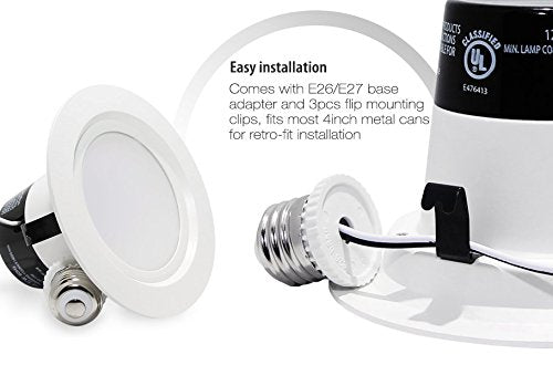 TORCHSTAR 4 inch Dimmable Recessed LED Downlight, 10W (85W Equivalent), Energy Star, 2700K Soft White, 850lm, Retrofit LED Recessed Lighting Fixture, 5 Years Warranty