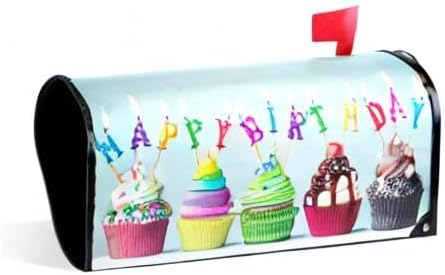 ALAZA WOOR Colorful Happy Birthday Cupcakes Magnetic Mailbox Cover MailWraps Garden Yard Home Decor for Outside Standard Size-18"x 20.8"