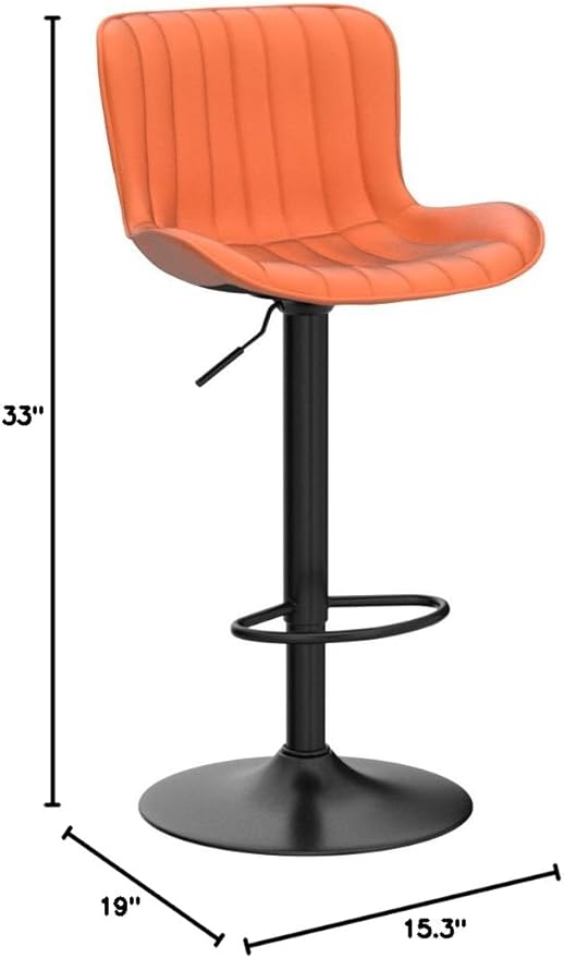 YOUNUOKE Counter Height Bar Stools Kitchen Island Barstools Set of 2 Adjustable Swivel Counter Stool Bar Height Island Chairs with Back, Camel