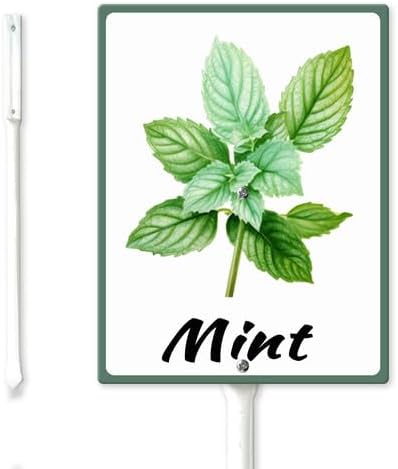 FemiaD Plant Label Signs Planted Herb Garden Markers Waterproof Aluminum Plant Stake Tags Mint Sign for Nursery Indoor Outdoor Garden Decoration 4.6x6inch