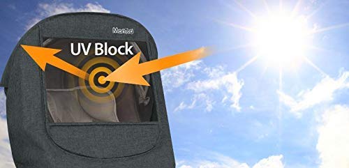 Manito Melange Infant Car Seat Weather Shield – Universal-Fit, Clear Window, Windproof, Water-Repellent, Premium Baby Car Seat Cover for Travel & Outdoor Weather Protection (Black)