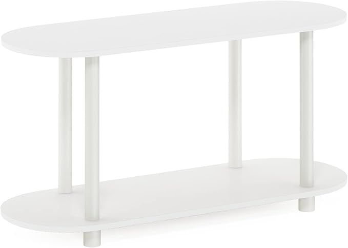 Furinno Turn-N-Tube No Tools Modern Oval Side Table, White/Virgin White