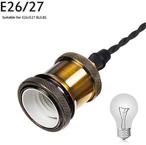 Kiven 3-Light H-Type Wire Track Light Pendants, 11.8 Inch Cord Length Black Weave Rope, Restaurant Chandelier Decorative Pendant Light Industrial Factory Pendant Lamp 3 Pack,Bulb Not Included（Gold）