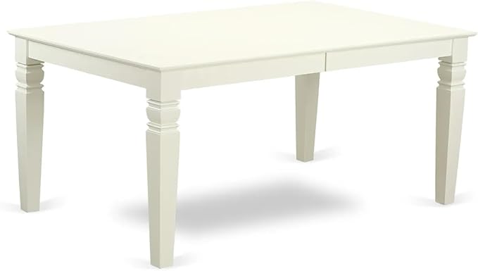 East West Furniture LGDA9-LWH-27 9 Piece Dining Room Set Includes a Rectangle Kitchen Table with Butterfly Leaf and 8 Polyester Fabric Upholstered Chairs, 42x84 Inch, linen white