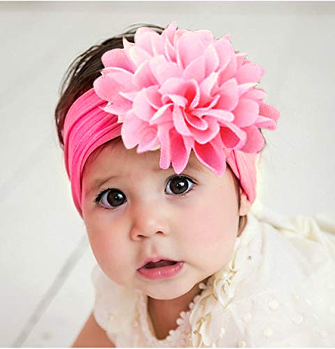 CÉLLOT 20 Colors 4 Inch Chiffon Flower Baby Girls Headbands Soft Elastic Nylon Hairbands for Newborn Infant Toddler Girls Kids