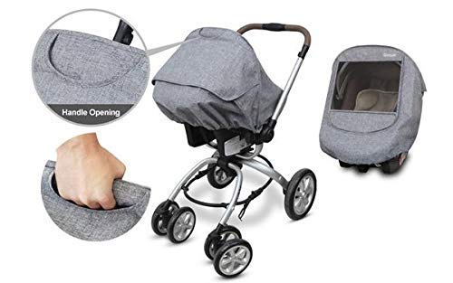 Manito Melange Infant Car Seat Weather Shield – Universal-Fit, Clear Window, Windproof, Water-Repellent, Premium Baby Car Seat Cover for Travel & Outdoor Weather Protection (Black)
