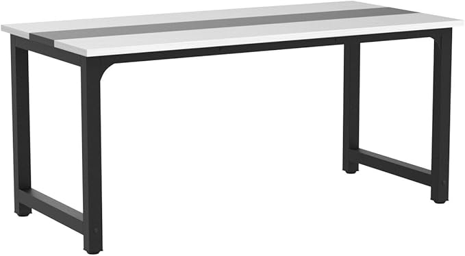 Tribesigns 70.8”Executive Desk, Large Office Computer Desk with Thicken Frame, Modern Simple Workstation Business Furniture for Home Office, White/Black