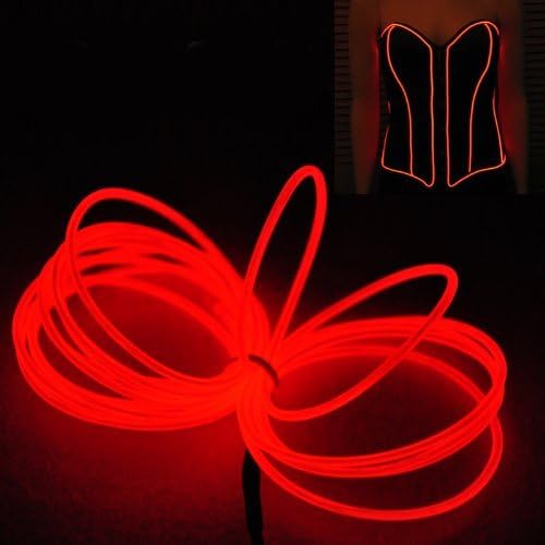 lychee 15ft EL Wire Neon Glowing Strobing Electroluminescent Light El Wire for Parties, Halloween Decoration (Red)
