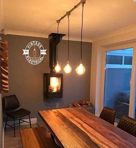 Kiven 3-Light H-Type Wire Track Light Pendants 39.37 Inch Cord Length Black Weave Rope Restaurant Chandelier Decorative Pendant Light Industrial Factory Pendant Lamp 3 Pack,Bulb Not Included