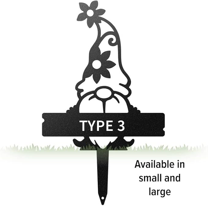 RealSteel Customizable Gnome Seed & Plant Markers – Durable Metal Garden Stakes for Herbs, Fruits & Vegetables – Weatherproof Tags for Farmhouse & Greenhouse Décor (Type 3, Large)