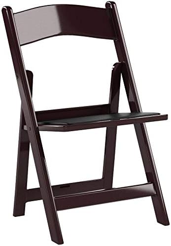 Flash Furniture Hercules Series Folding Chair - Red Mahogany Resin – 2 Pack 800LB Weight Capacity Comfortable Event Chair - Light Weight Folding Chair