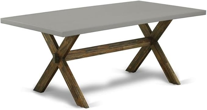 East West Furniture X797MZ748-9 9 Piece Dining Room Table Set Includes a Rectangle Kitchen Table with X-Legs and 8 Coffee Linen Fabric Parson Dining Chairs, 40x72 Inch, Multi-Color