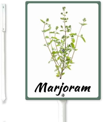 FemiaD Plant Label Signs Planted Herb Garden Markers Waterproof Aluminum Plant Stake Tags Marjoram Sign for Nursery Indoor Outdoor Garden Decoration 8x12inch