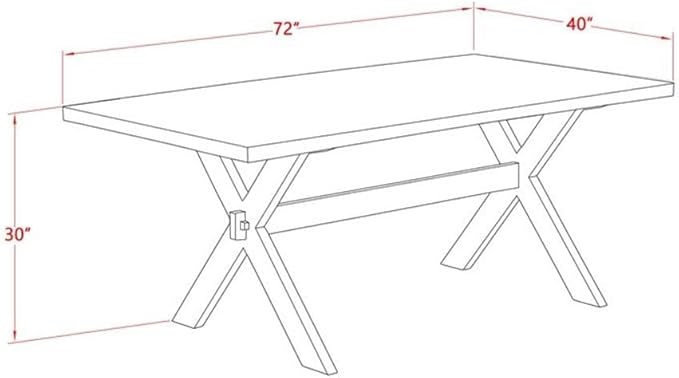 East West Furniture X077MZ015-9 9 Piece Dining Room Furniture Set Includes a Rectangle Dining Table with X-Legs and 8 Baby Blue Linen Fabric Parsons Chairs, 40x72 Inch, Multi-Color