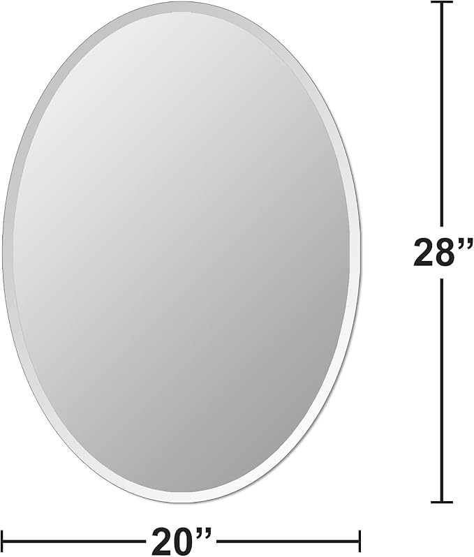 Bathroom Mirror for Over Sink, Oval Frameless Mirror, Beveled Polished Wall Mirror for Bathroom, Bedroom, Vanity and Entryway 20" x 28"