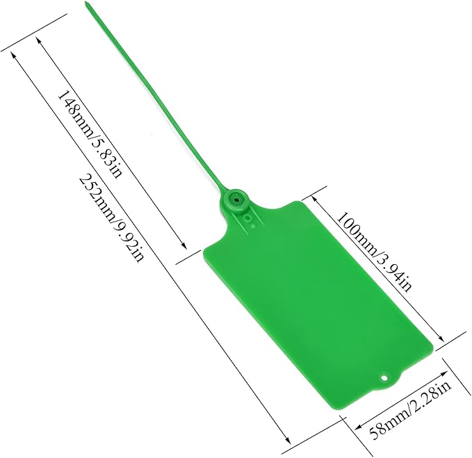 100 Plastic Tags Shipping Tags Water Proof Tags for Labeling Shipping Labels Security Seals Writable Marker Ties Hanging Tags Storage Tag with One Marker Pen (Green)