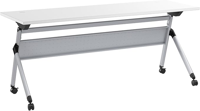 Bush Business Furniture Folding Training Table, 72 inch Desk, Commercial-Grade Bundle for Office or Classroom, Envision Collection, White