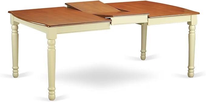 East West Furniture DOPL9-WHI-C 9 Piece Dining Table Set Includes a Rectangle Dining Room Table with Butterfly Leaf and 8 Linen Fabric Upholstered Chairs, 42x78 Inch, Buttermilk & Cherry