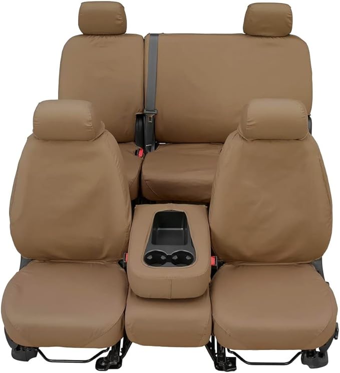 Covercraft Custom-Fit Rear-Second Seat Bench SeatSaver Seat Covers - Polycotton Fabric, Taupe