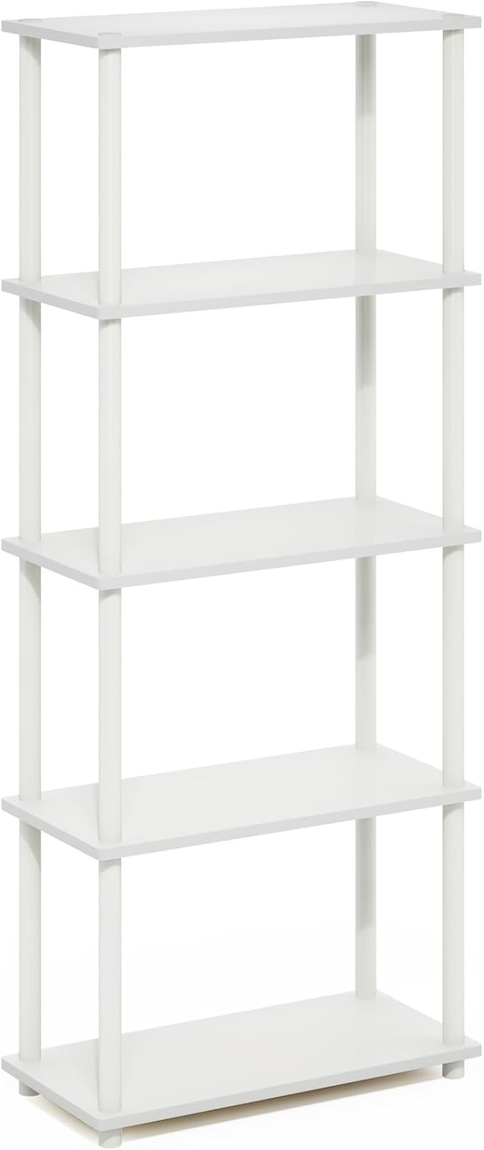 Furinno Turn-N-Tube 5-Tier Multipurpose Shelf Display Rack, White/White
