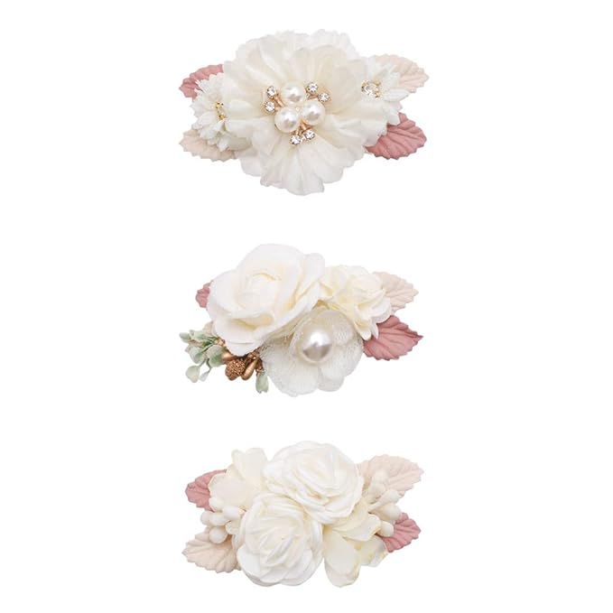 Flower Hair Clips Set-Cherrboll 3pcs Floral Hair Bow Accessories for Baby Girl Toddles Teen Gifts