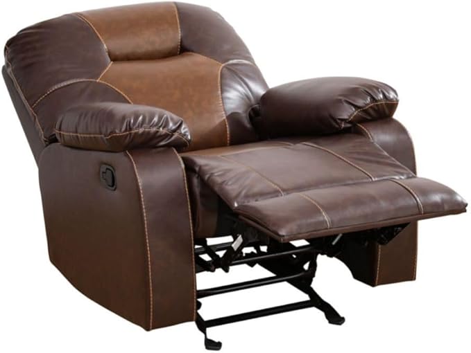 Manual Breathing Leather Reclining Sofa, Leather Recliner Couch, Comfortable Wide Lazy Leather Sofa for Living Room (Brown, Single Chair)