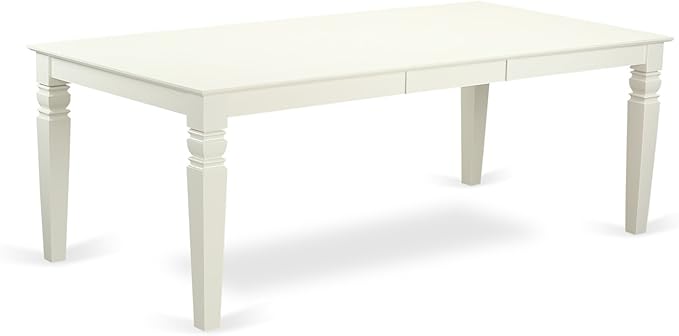 East West Furniture LGIP5-LWH-W 5 Piece Dining Room Table Set Includes a Rectangle Kitchen Table with Butterfly Leaf and 4 Dining Chairs, 42x84 Inch, Linen White