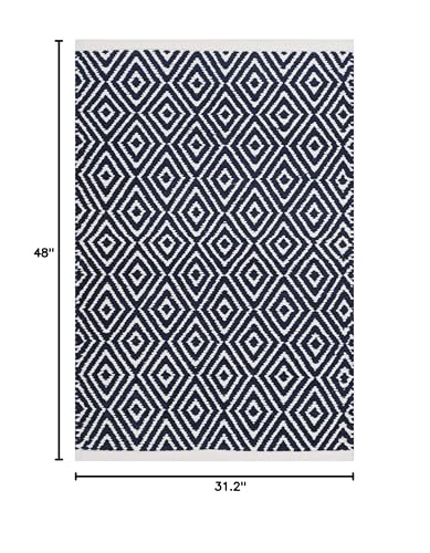 SAFAVIEH Boston Collection 2'6" x 4' Navy BOS682D Handmade Flatweave Cotton Accent Rug - color: Navy, size: 2'6" x 4' (Rectangular)