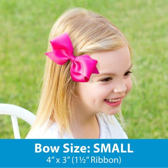 Wee Ones Girls' Plain Wrap Classic Grosgrain Hair Bows on a WeeStay No-Slip Hair Clip, Handmade, Small, Yellow