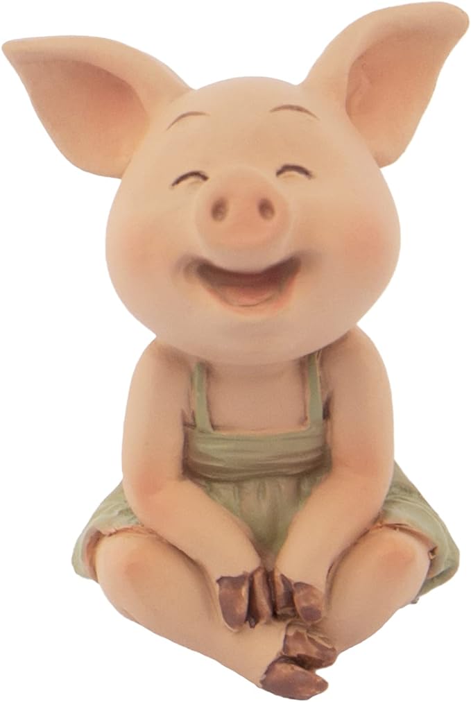 Mini Pig Figurine, Resin Home Decor, Lucky Animal Garden Statue for Micro Landscape