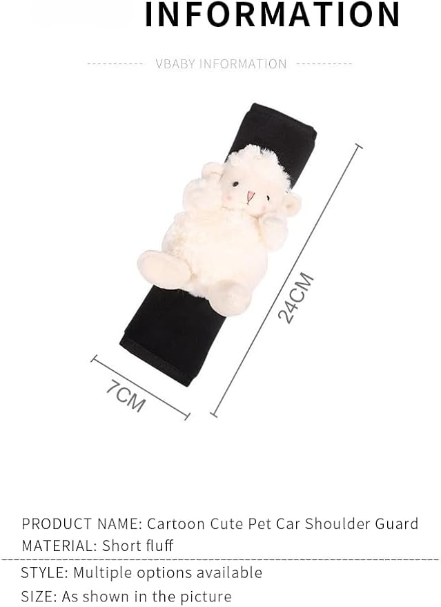 BNTR Car Seat Belt Cover Stocking Stuffers Cute Fluffy Pig Frog Sheep Dinosaur Safety Seatbelt Shoulder Pad Auto Accessory Neck Cushion Protector Seatbelt Shoulder Protector Nice Gift (Sheep)
