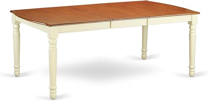 East West Furniture DOPL9-WHI-C 9 Piece Dining Table Set Includes a Rectangle Dining Room Table with Butterfly Leaf and 8 Linen Fabric Upholstered Chairs, 42x78 Inch, Buttermilk & Cherry