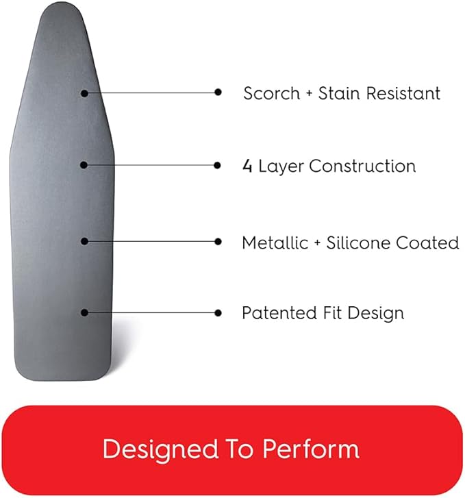 TIVIT Ironing Board Cover 12 x 43” – Made in Italy, Alumitek PRO Heat-Reflective